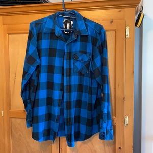 Blue and black lightweight flannel shirt thin
